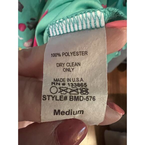 Basically Me Size MED Green Chiffon Floral Off The Shoulder Mini Cottage Fairy - Picture 7 of 8